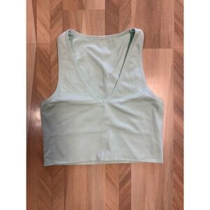 Athleta Aurora Ribbed V Neck Tank Top Seamless Athletic Workout Fitness